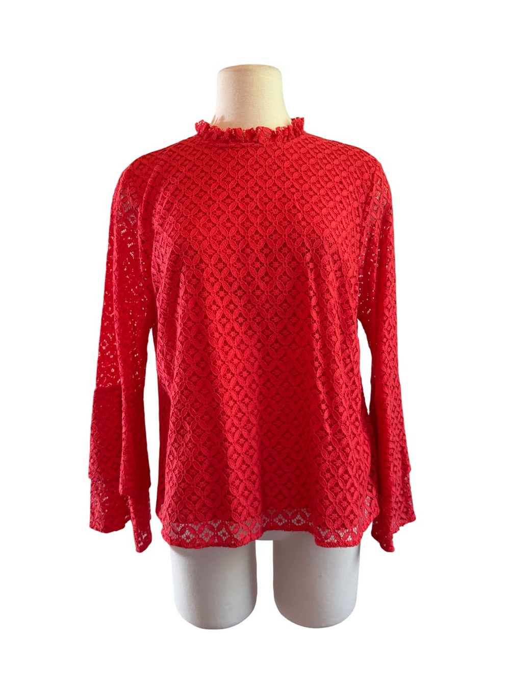 Michael Kors Corral  Lace‎ Mock-Ruffle Neck Blouse